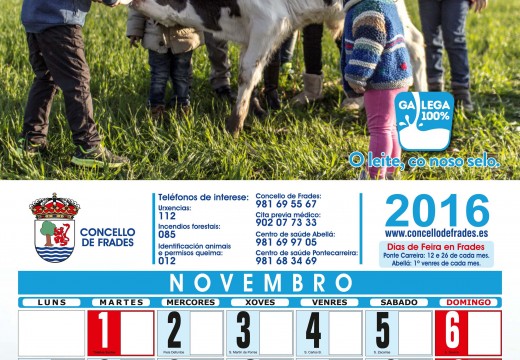 O Concello de Frades reparte entre a veciñanza un calendario en apoio do sector lácteo baixo a lenda “Frades co leite galego”